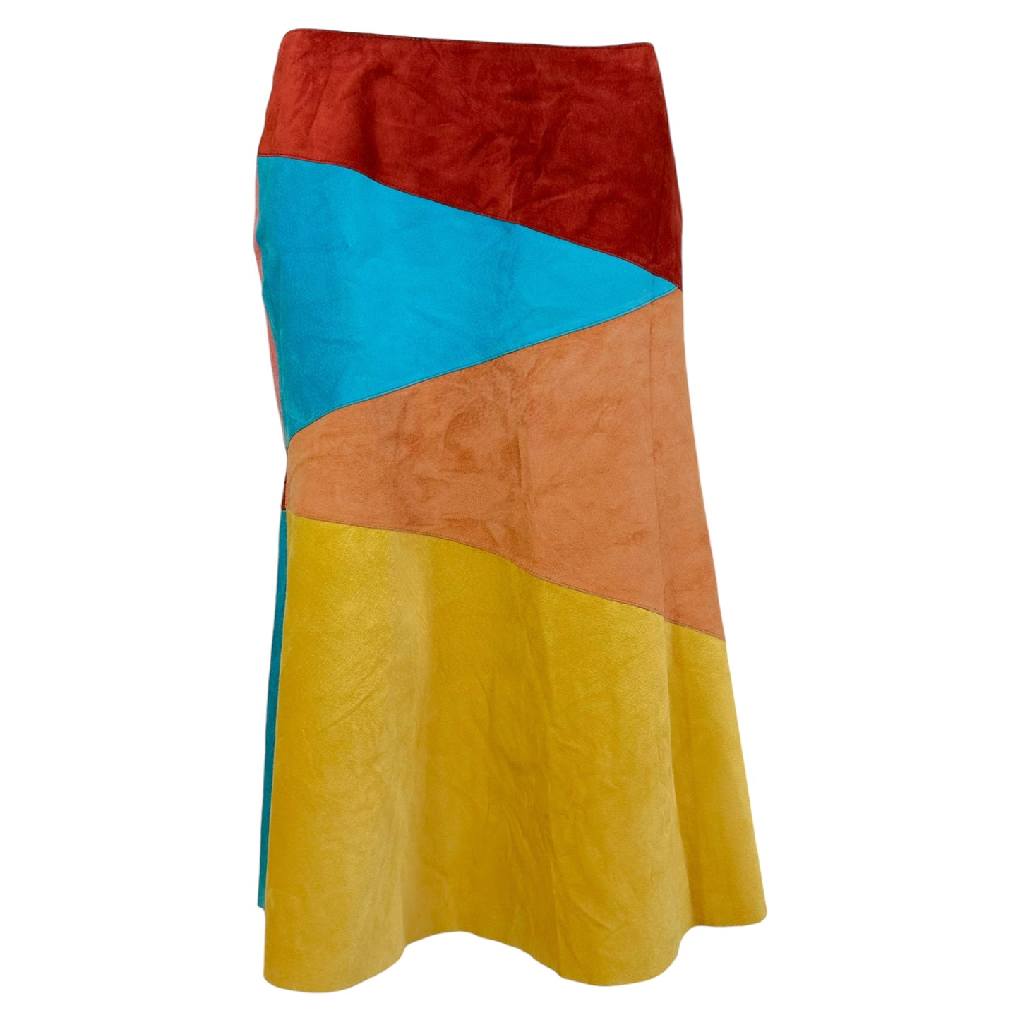 Dolce & Gabbana Multicolor Patchwork Suede Midi Skirt