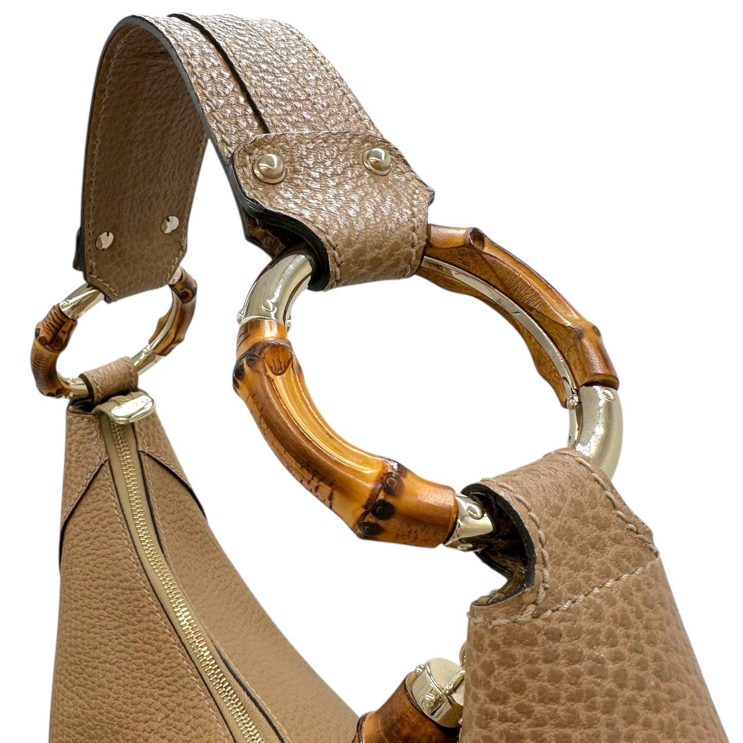 Gucci Tan Leather & Bamboo Crescent Bag - Outfit Repeater