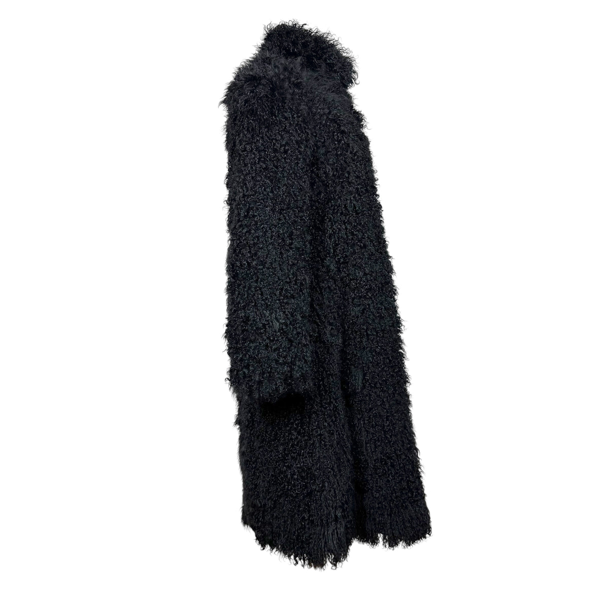 Mongolian Lamb Fur Reversible Mid-Length Coat Black