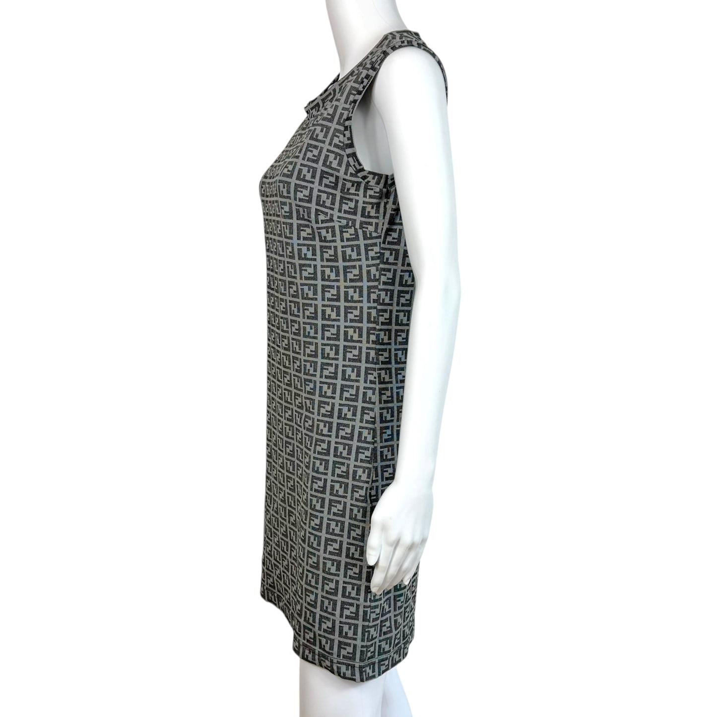 Fendi Gray Zucca Monogram Sleeveless Mini Dress