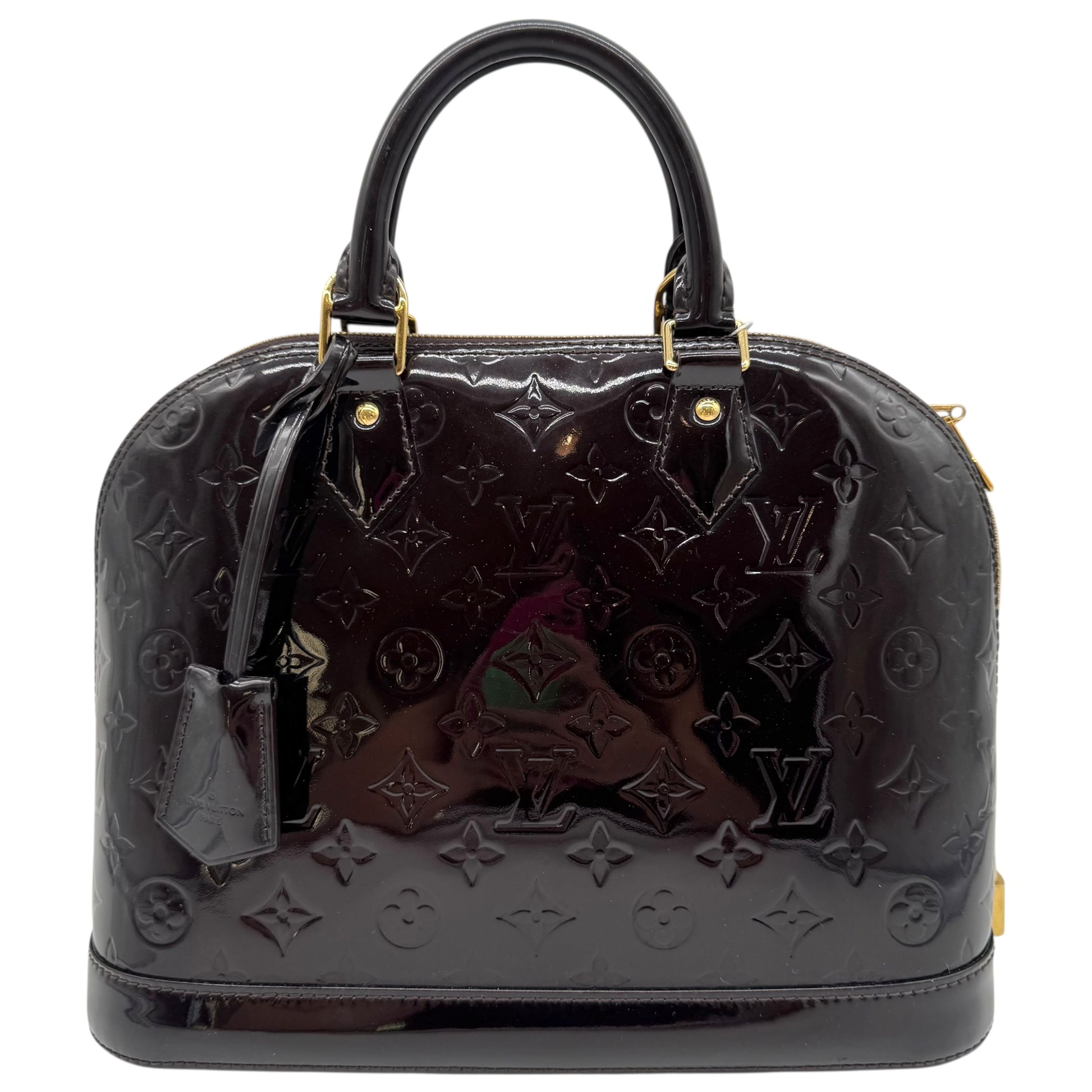 Louis Vuitton Burgundy Vernis Patent Monogram Alma PM Bag - Outfit Repeater
