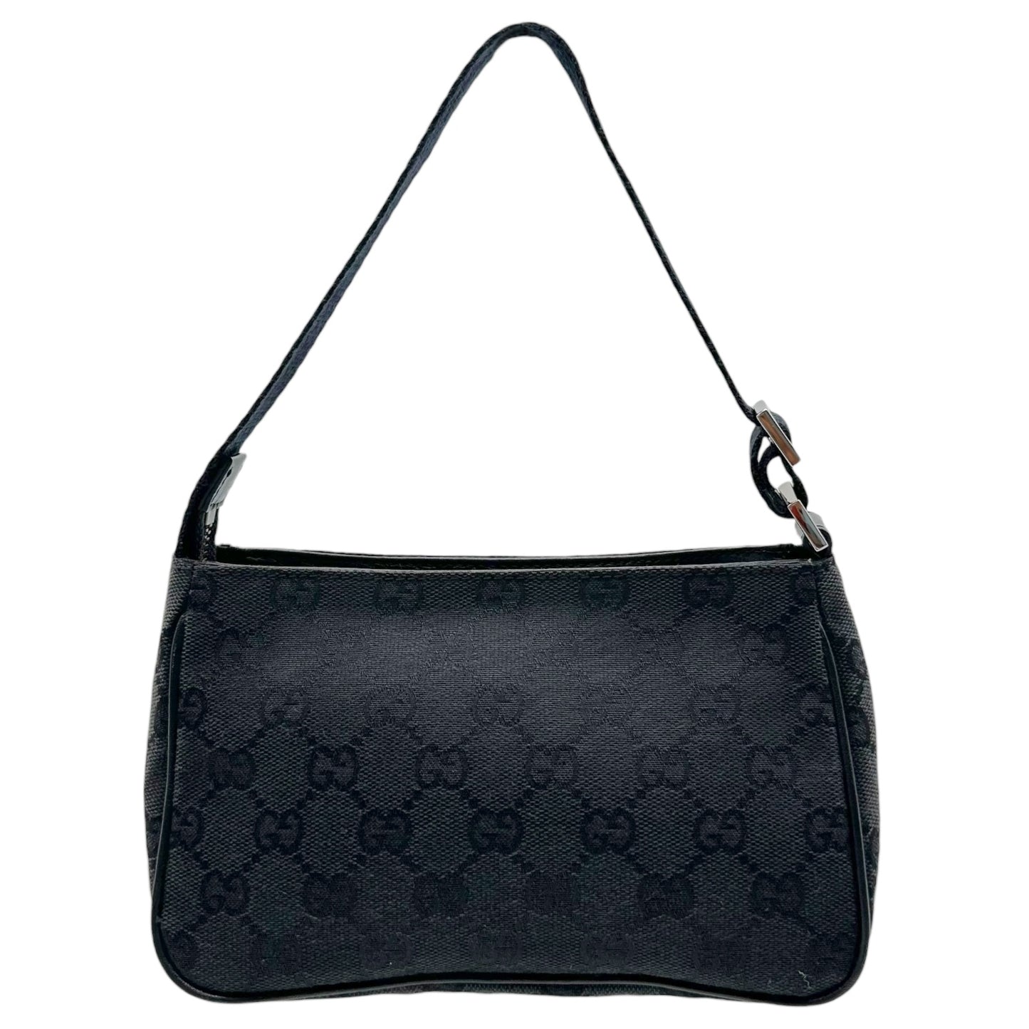 Gucci Black Canvas Monogram Pochette Bag