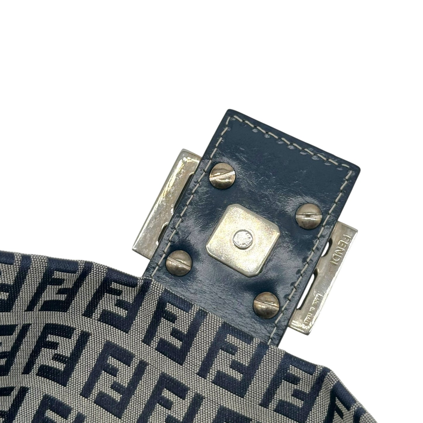Fendi Navy Blue Zucchino Monogram Baguette Bag
