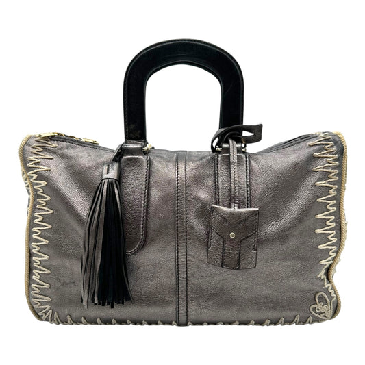 Yves Saint Laurent Rive Gauche Embroidered Metallic Leather Bowler Bag