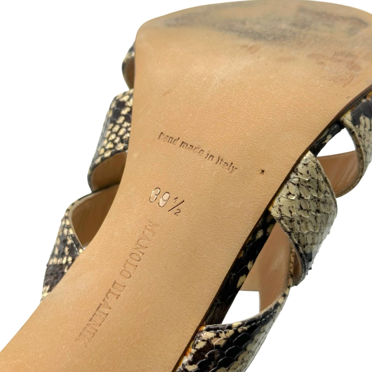 Manolo Blahnik Black & Ivory Python Strappy Heeled Pumps