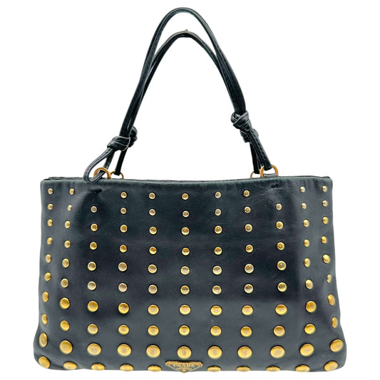 Prada Black Leather Gold Studded Mini Bag