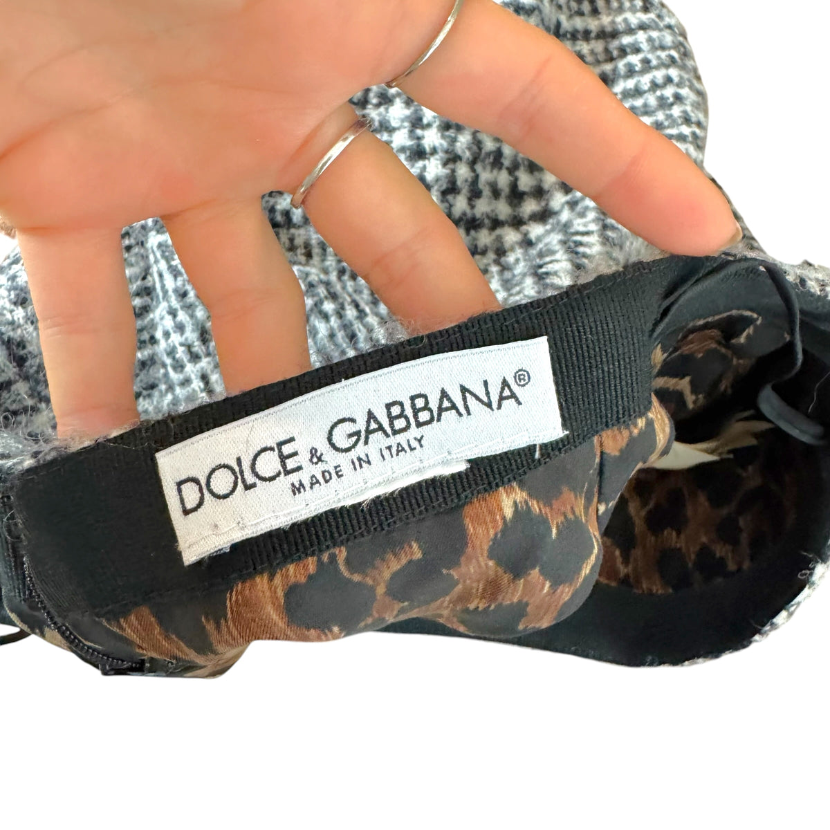 Dolce & Gabbana F/W 2001 Black & White Tweed Midi Skirt