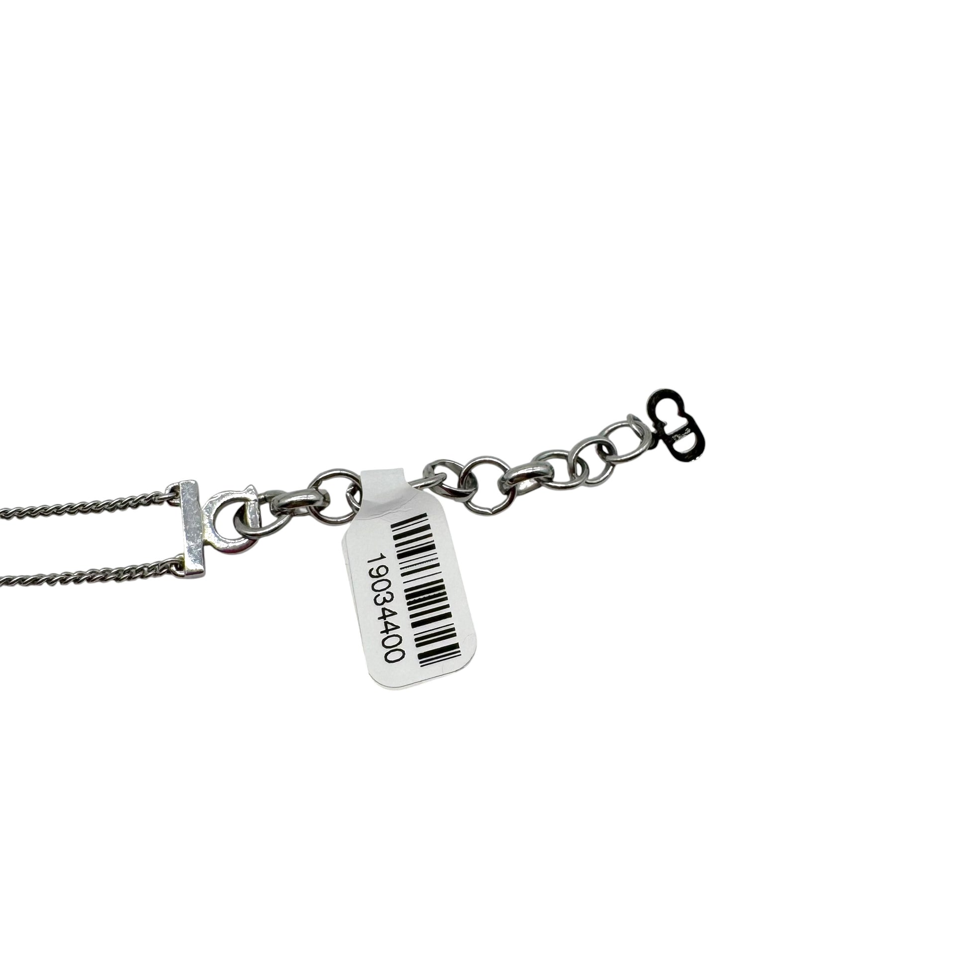 Christian Dior Silver D Logo Flame Choker Necklace