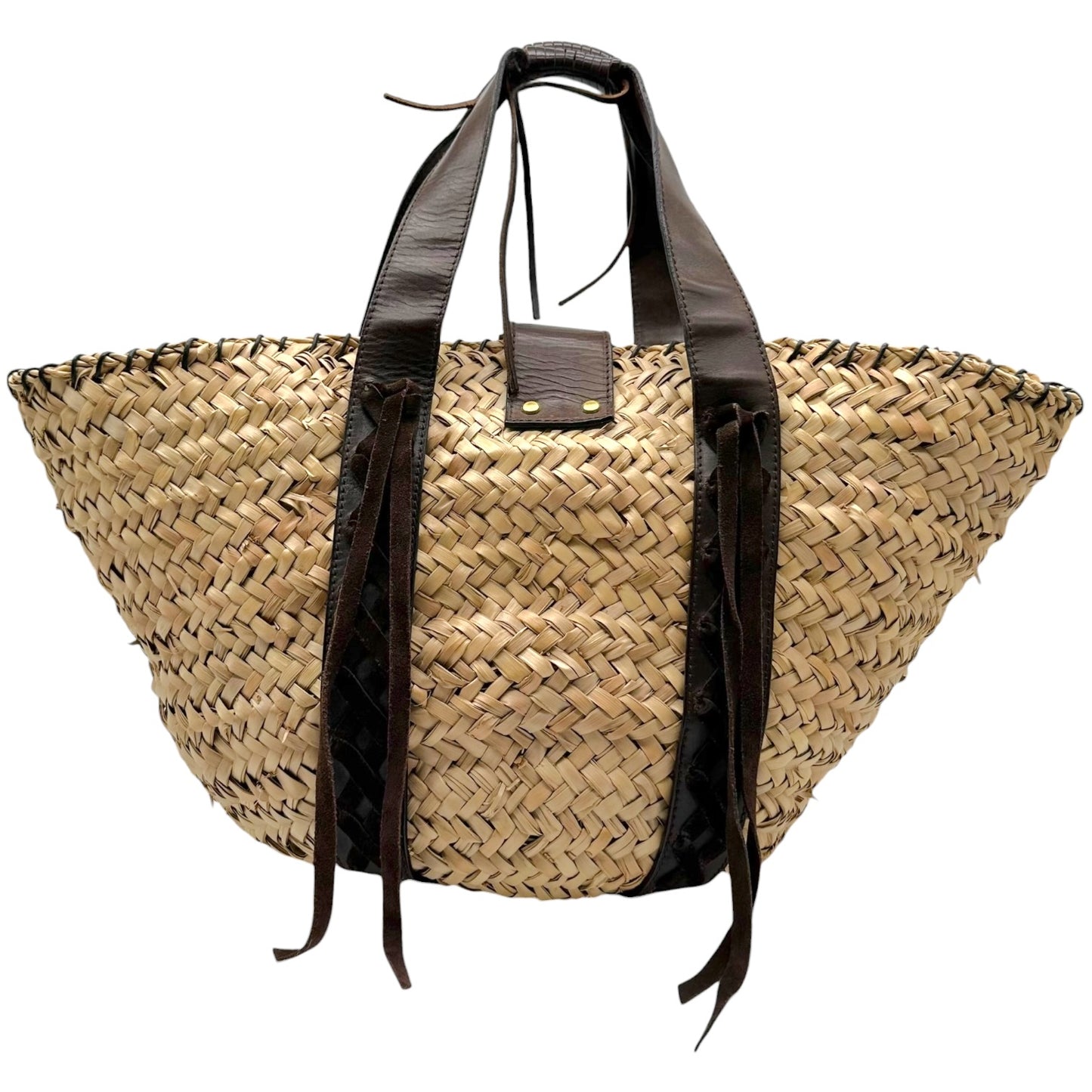Dolce & Gabbana Brown Raffia Beach Bag with Suede Accents