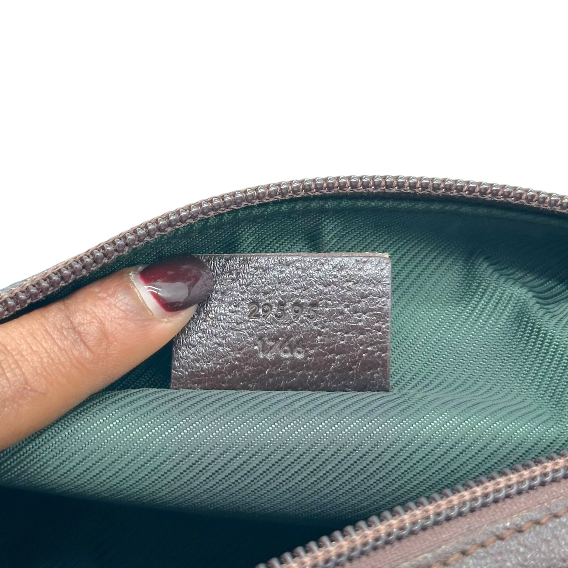 Gucci Cosmetic Pouch Tan Monogram Brown Leather