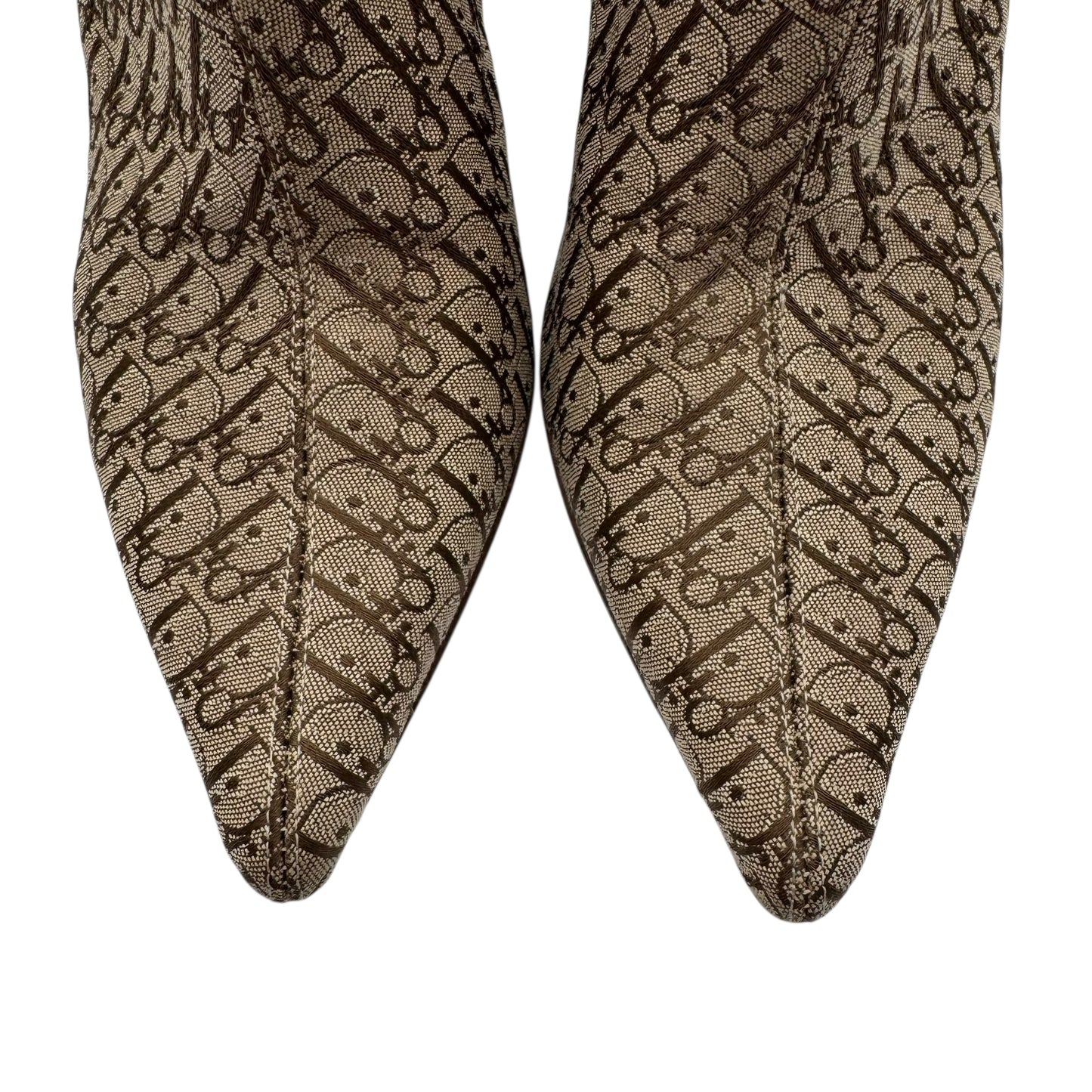 Christian Dior Tan Monogram Trotter Logo Heeled Boots - Outfit Repeater