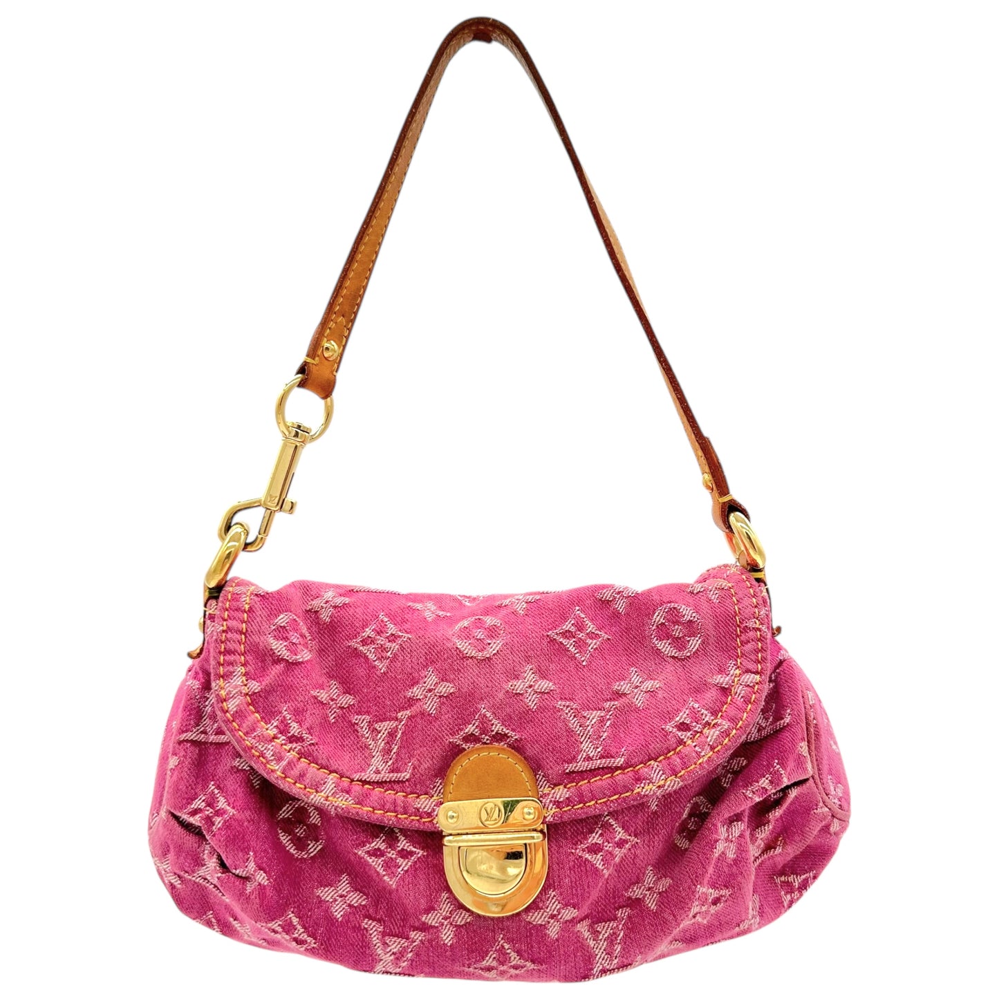 Louis Vuitton Pink Denim Monogram Mini Pleaty Bag - Outfit Repeater