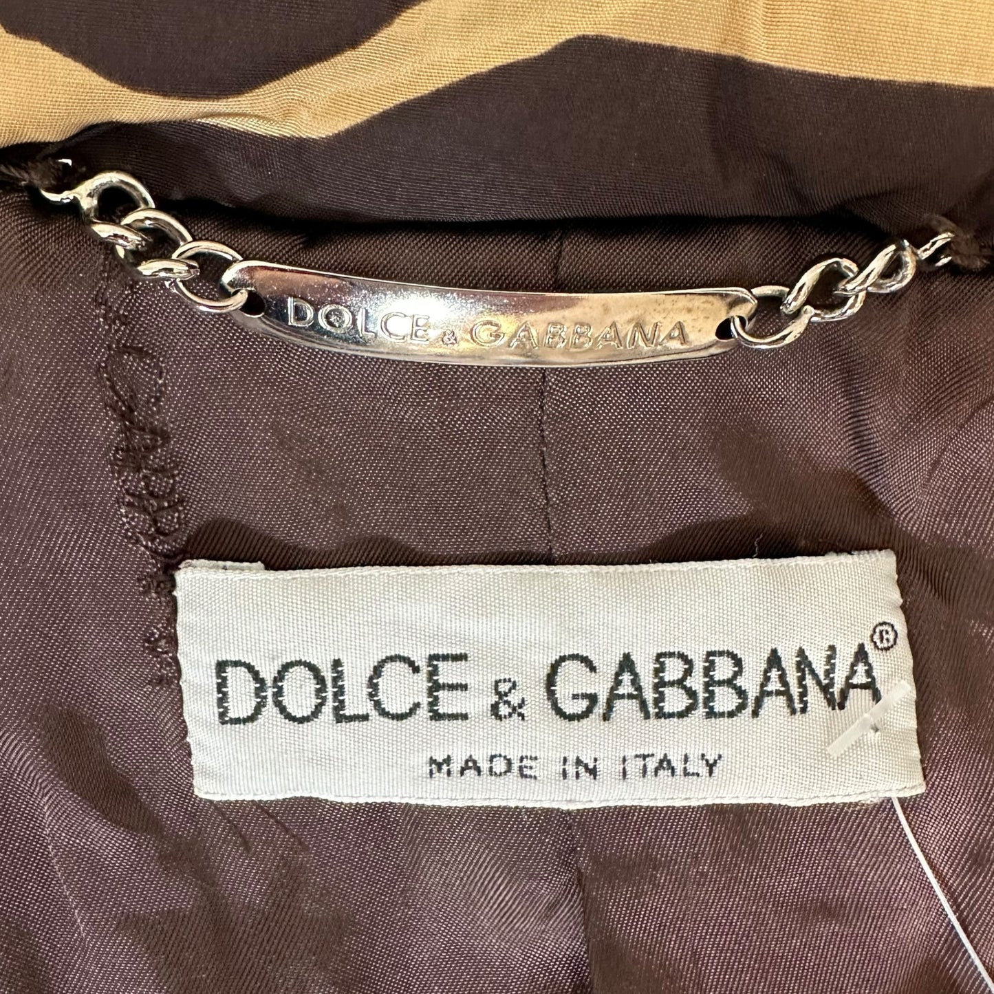 Dolce & Gabbana Brown Zebra Print Puffer Trench Coat