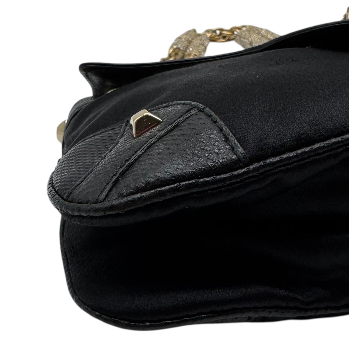 Gucci by Tom Ford Black Silk & Lizard Crystal Embellished Bamboo Mini Bag - Outfit Repeater