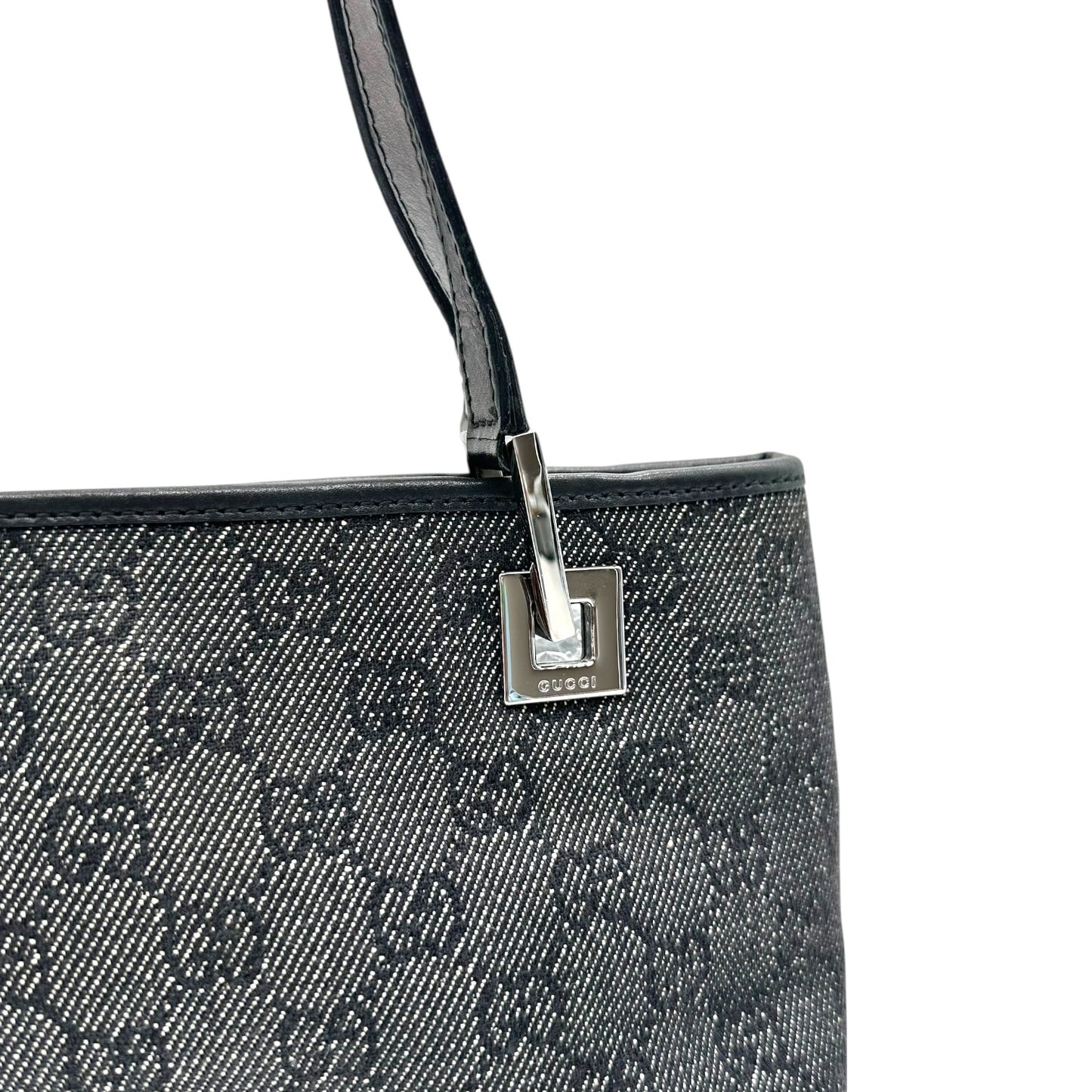 Gucci Gray Denim Monogram East West Mini Tote Bag