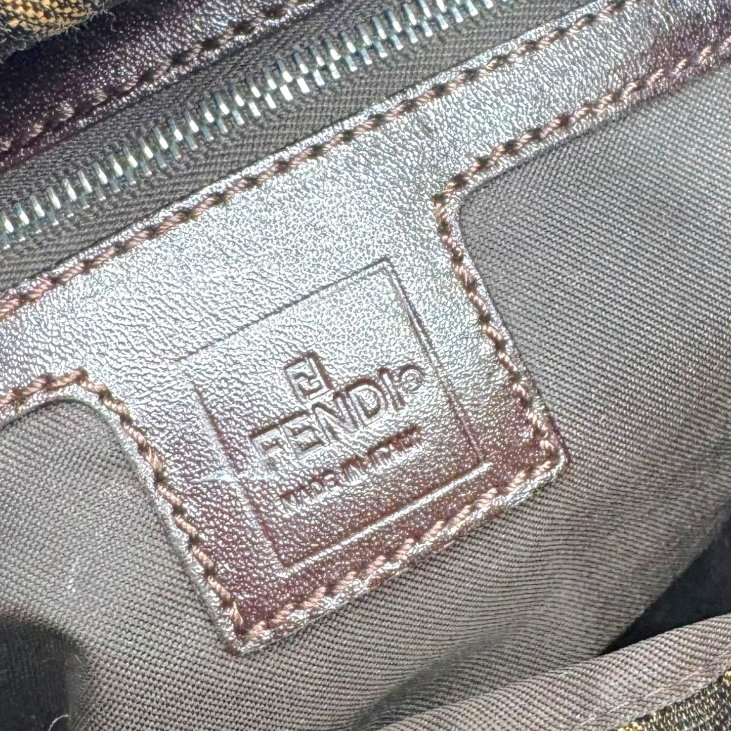 Fendi Classic Zucca Monogram Fold-Over Baguette Bag