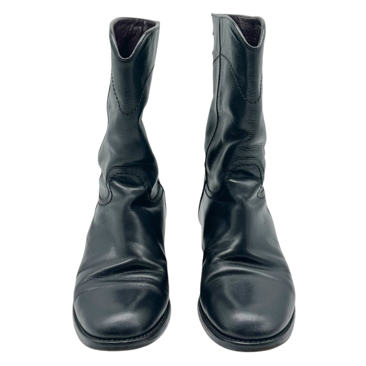Chanel Black Leather Western Boots with CC Logo