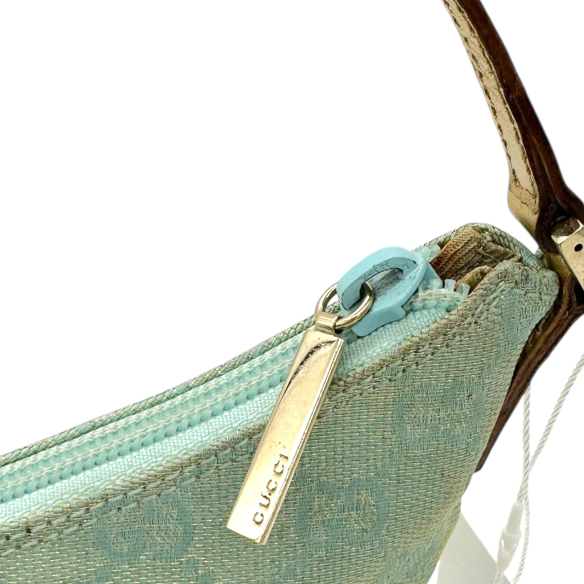 Gucci Light Blue & Gold Crescent Pochette Bag - Outfit Repeater