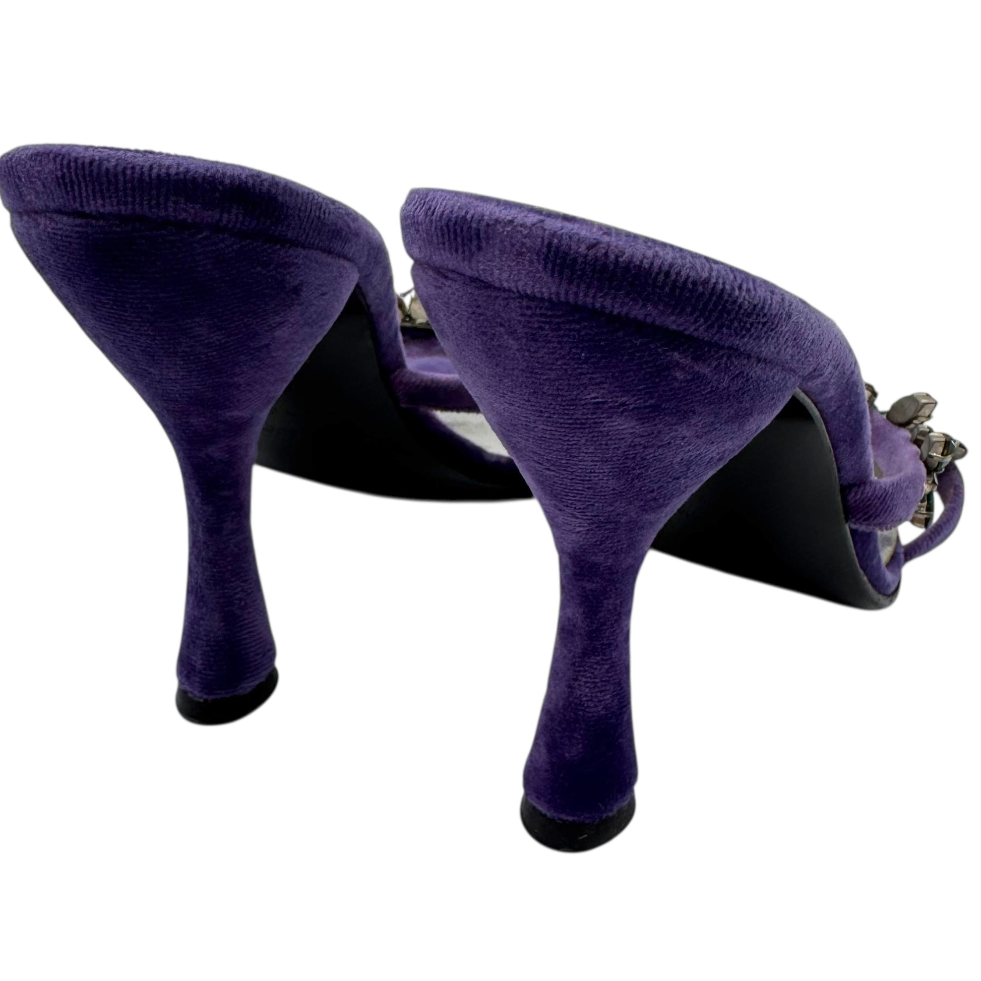 Dolce & Gabbana 90's Purple Velvet & Crystal Heeled Sandals - Outfit Repeater