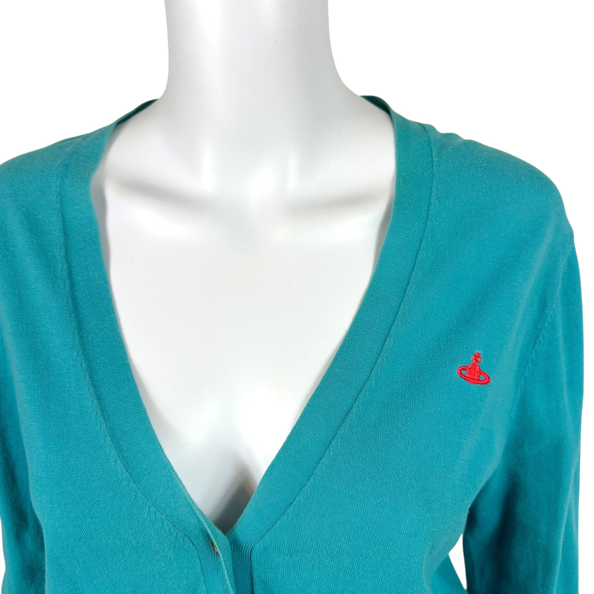 Vivienne Westwood Red Label Turquoise Knit Orb Logo Cardigan
