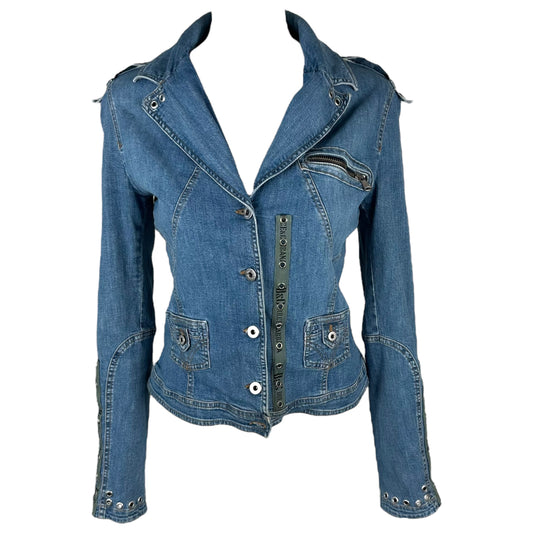 D&G Dolce & Gabbana Denim Rivet Embellished Blazer Jacket