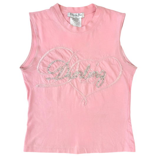 Christian Dior S/S 2003 Pink Diorling Beaded Tank