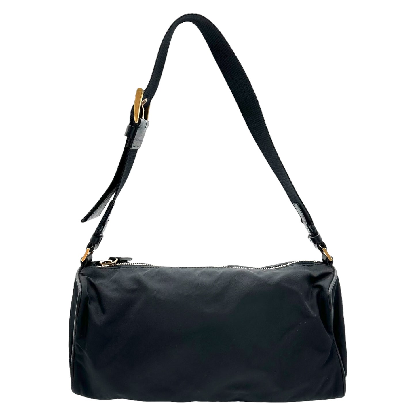 Prada Black Nylon & Gold Hardware Shoulder Bag