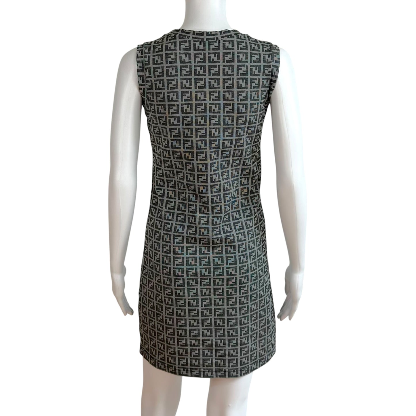 Fendi Mini Dress Gray Black Zucca Monogram Fitted
