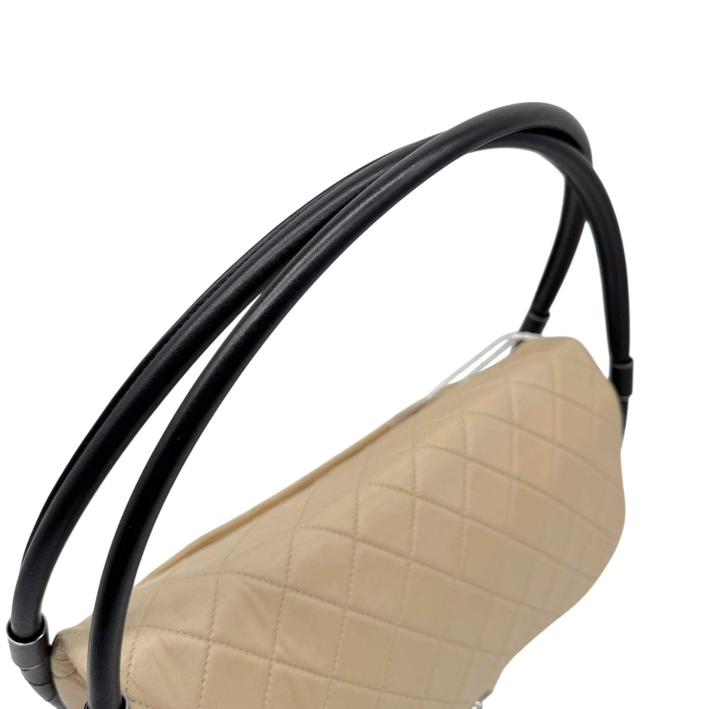 Chanel Beige & Black Matelasse Medium Hula Hoop Flap Bag