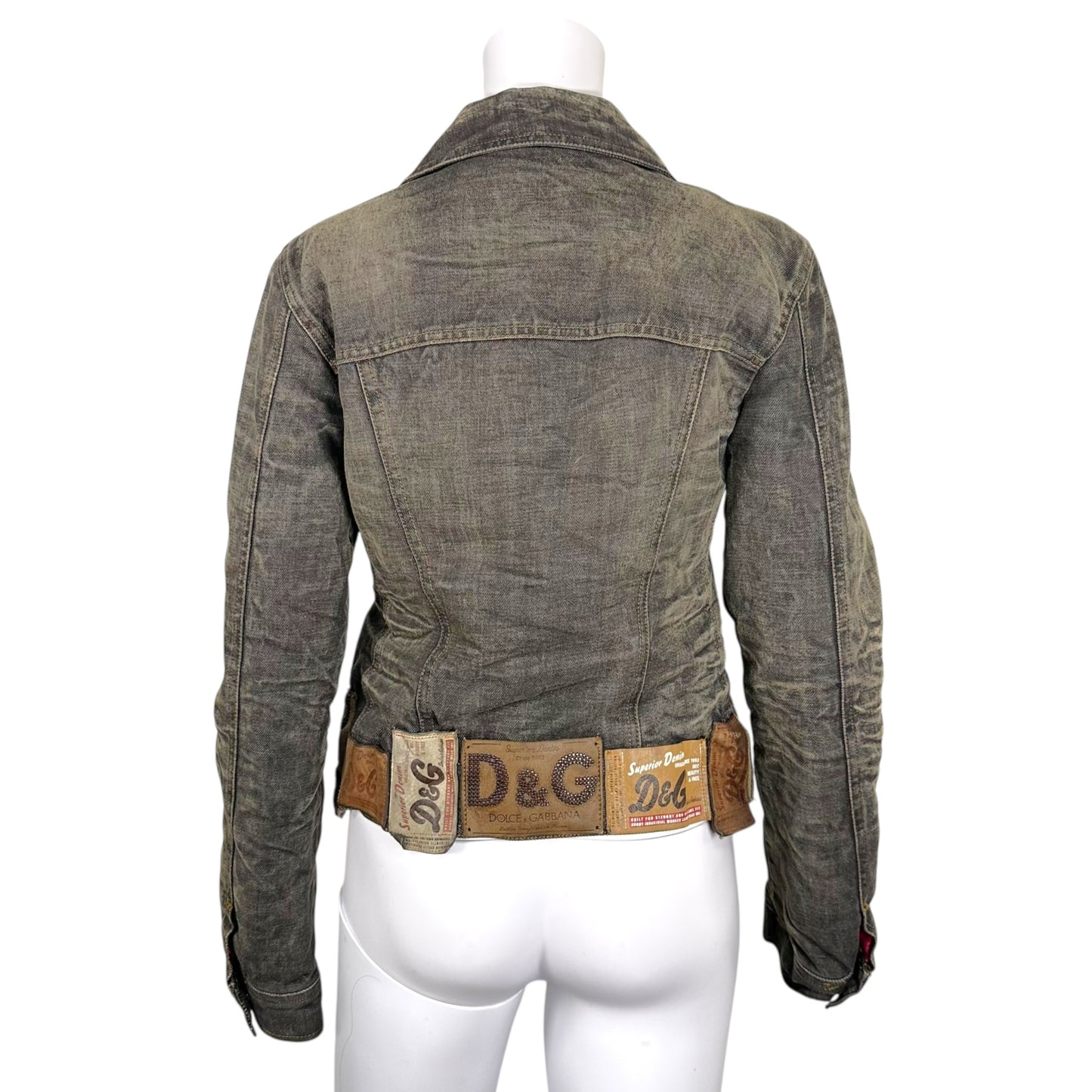Dolce & Gabbana Black Denim Jacket With Leather Logo Patch