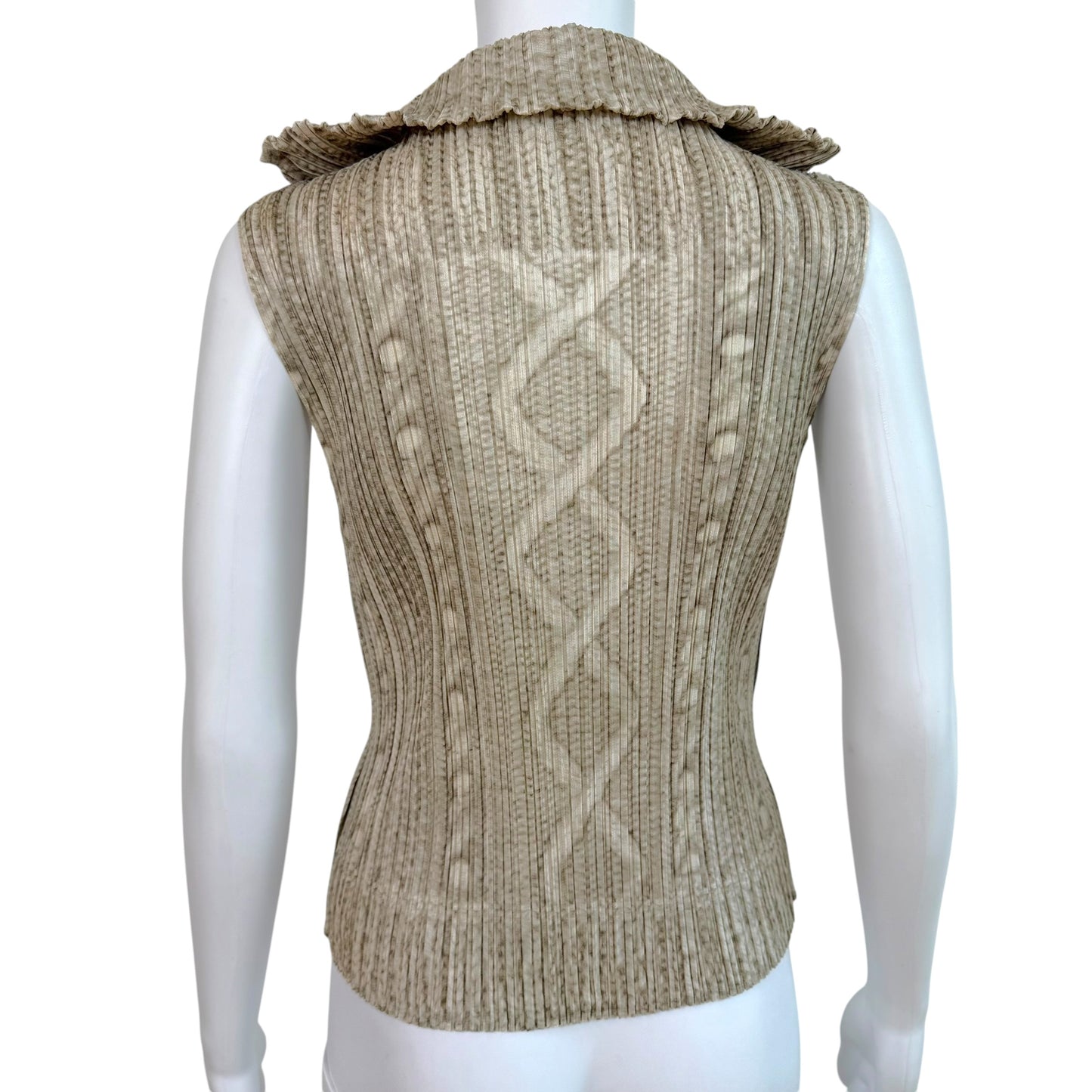 Issey Miyake Pleats Please Ivory Pleated Zip-Up Top