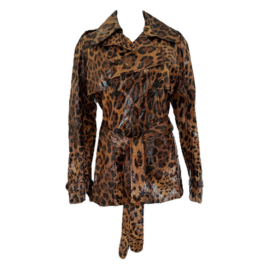 Dolce & Gabbana Leopard Print Raincoat Short Trench Jacket