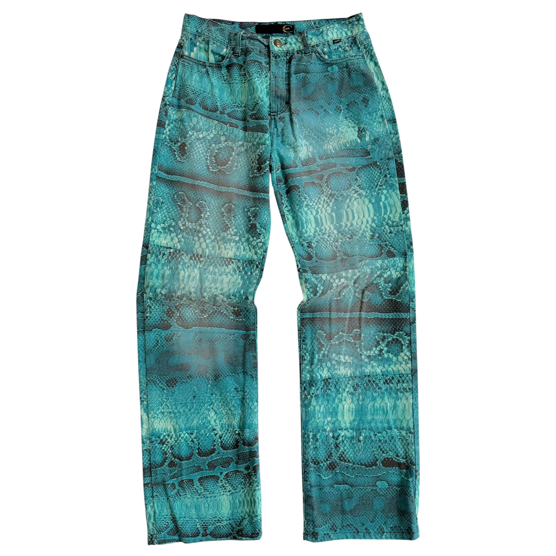 Roberto Cavalli Snakeskin Print Jeans Bright Blue