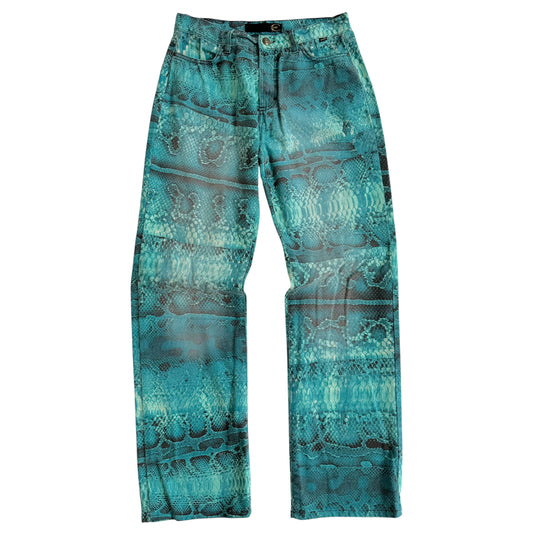 Just Cavalli Roberto Cavalli Bright Blue Snakeskin Print Jeans