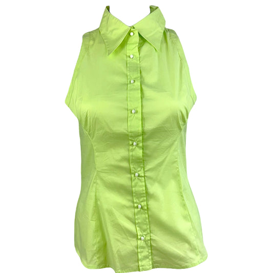 D&G Dolce & Gabbana Bright Green Sleeveless Button Up Blouse