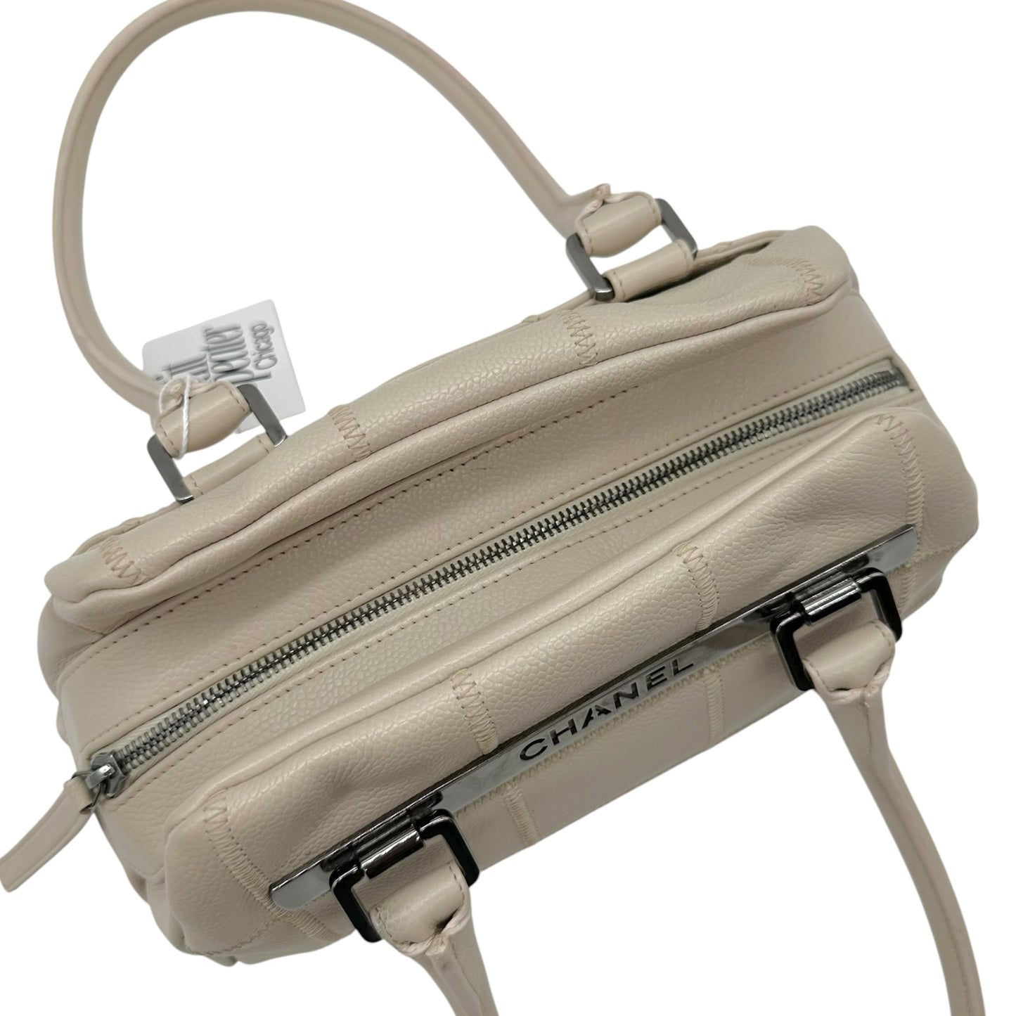 Chanel Ivory Caviar Leather Small Bowler Shoulder Bag