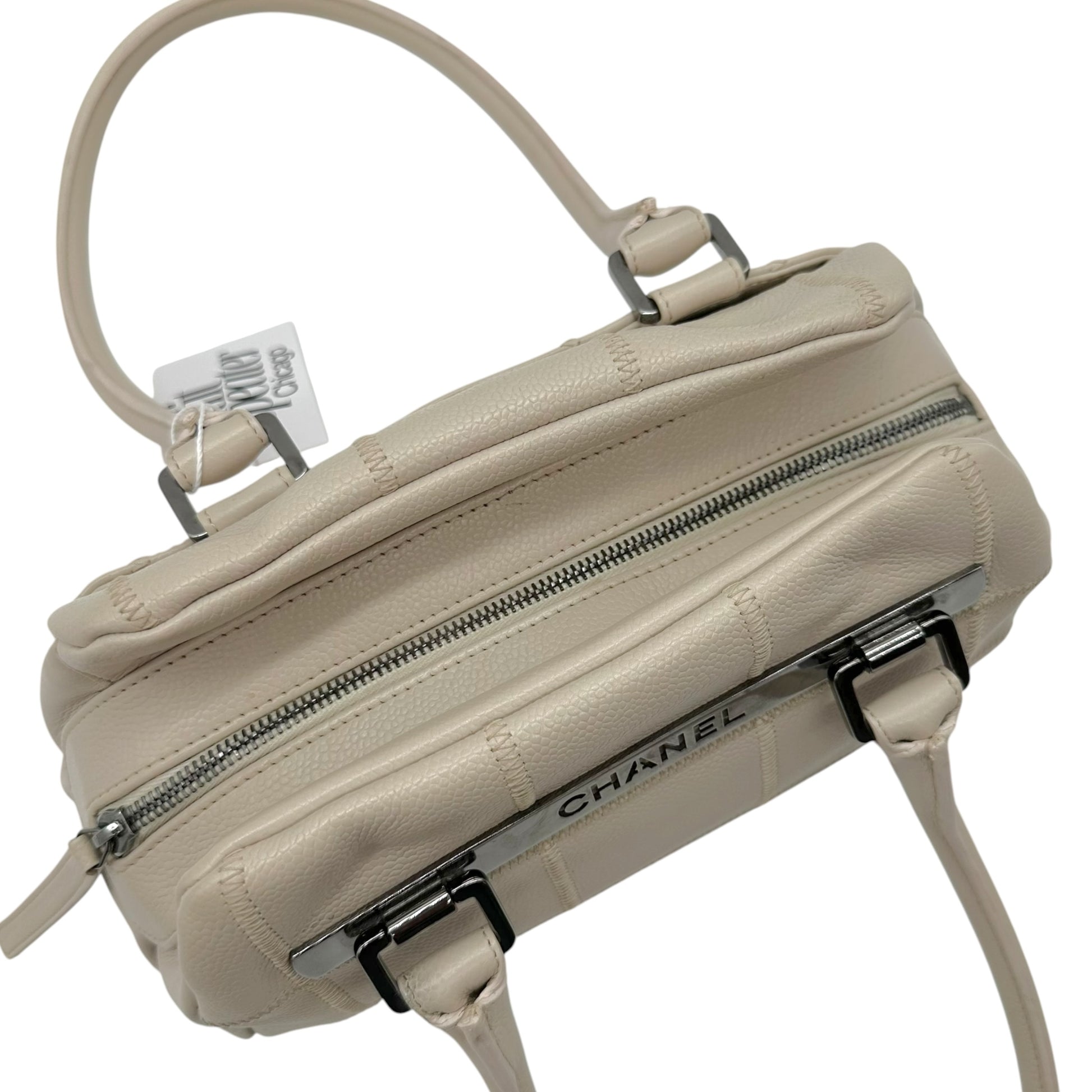 Chanel Ivory Caviar Leather Small Bowler Shoulder Bag