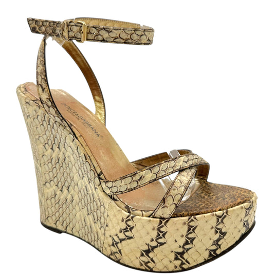 Dolce & Gabbana Ivory Snakeskin Wedge Sandals