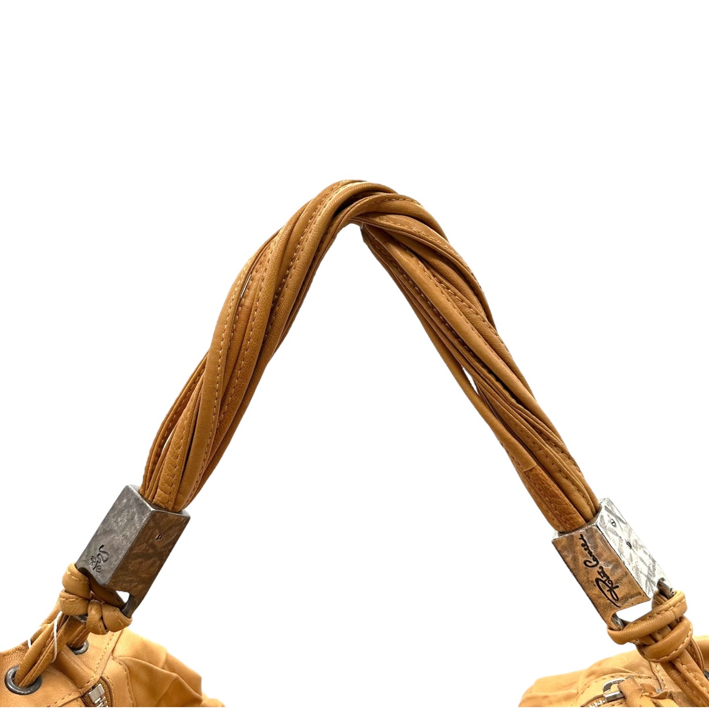 Roberto Cavalli Tan Leather Fringe Trim Hobo Shoulder Bag