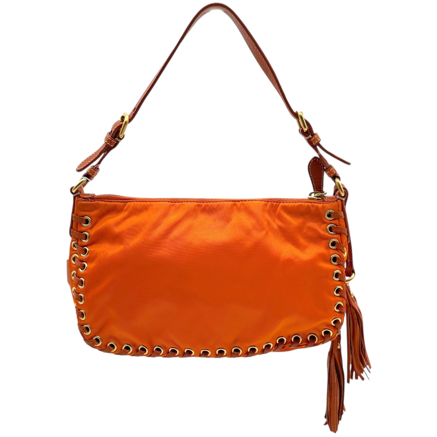 Prada Orange Nylon Fringe Trim Mini Bag - Outfit Repeater