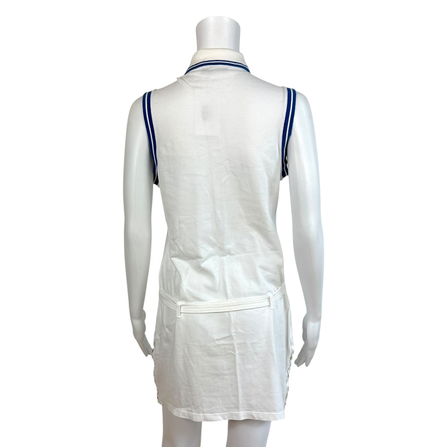 Christian Dior F/W 2004 Blue & White Embroidered Logo Polo Belted Mini Dress