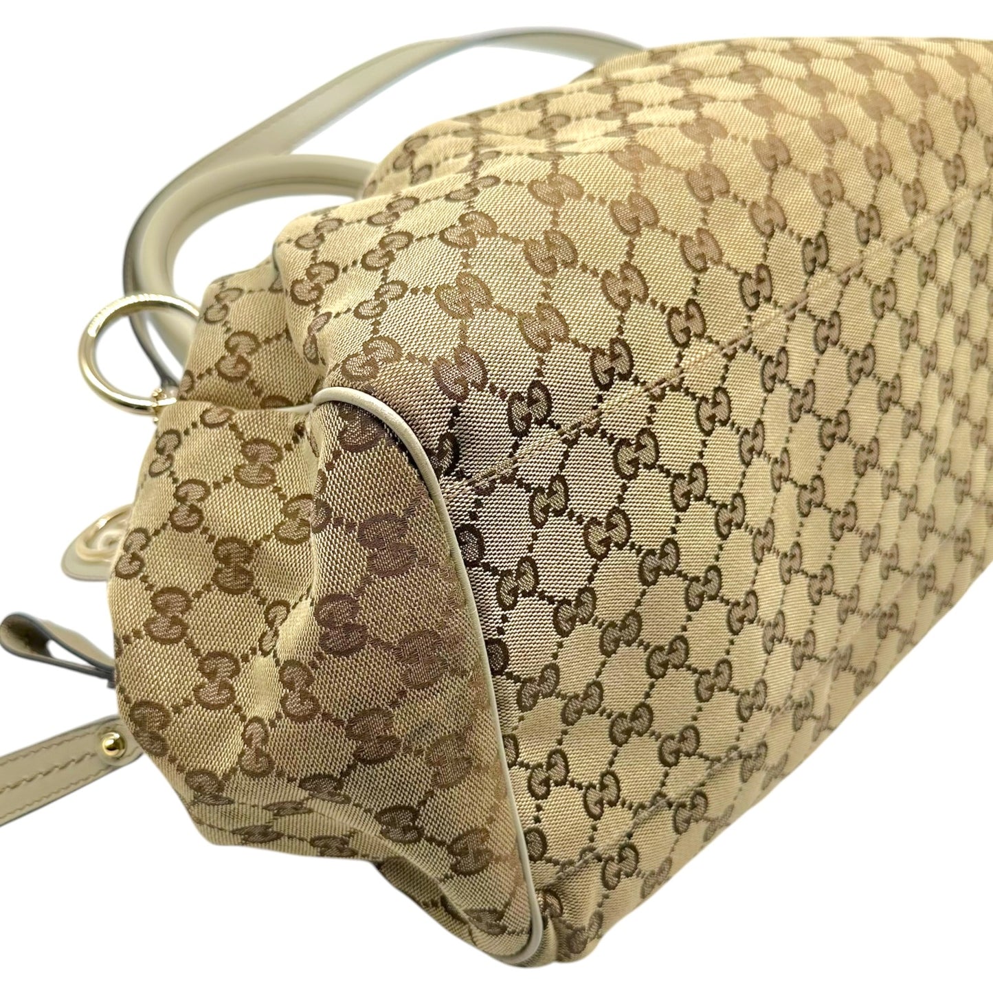 Gucci Tan Monogram & Ivory Leather Sukey 2-Way Bowler Bag
