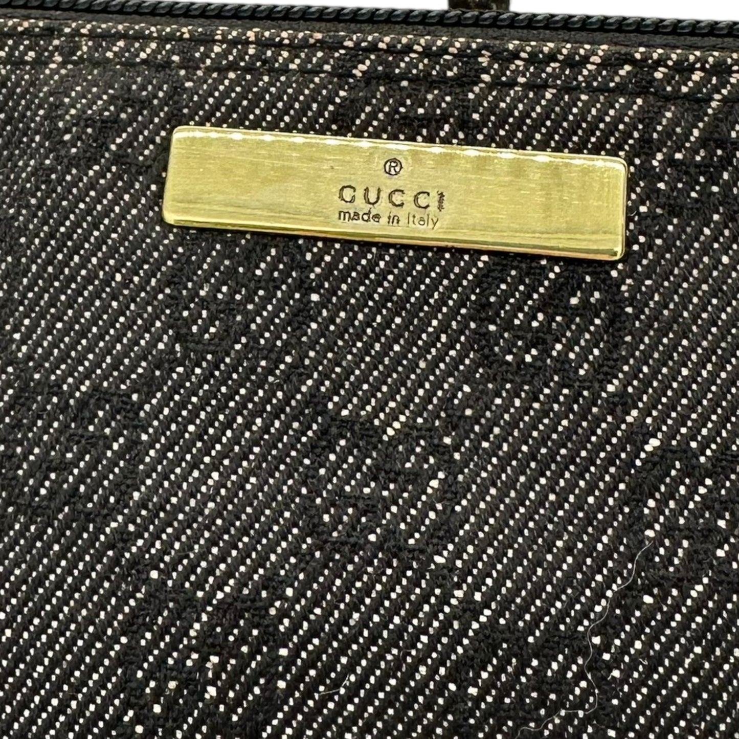 Gucci Gray Denim Monogram Pochette Boat Bag