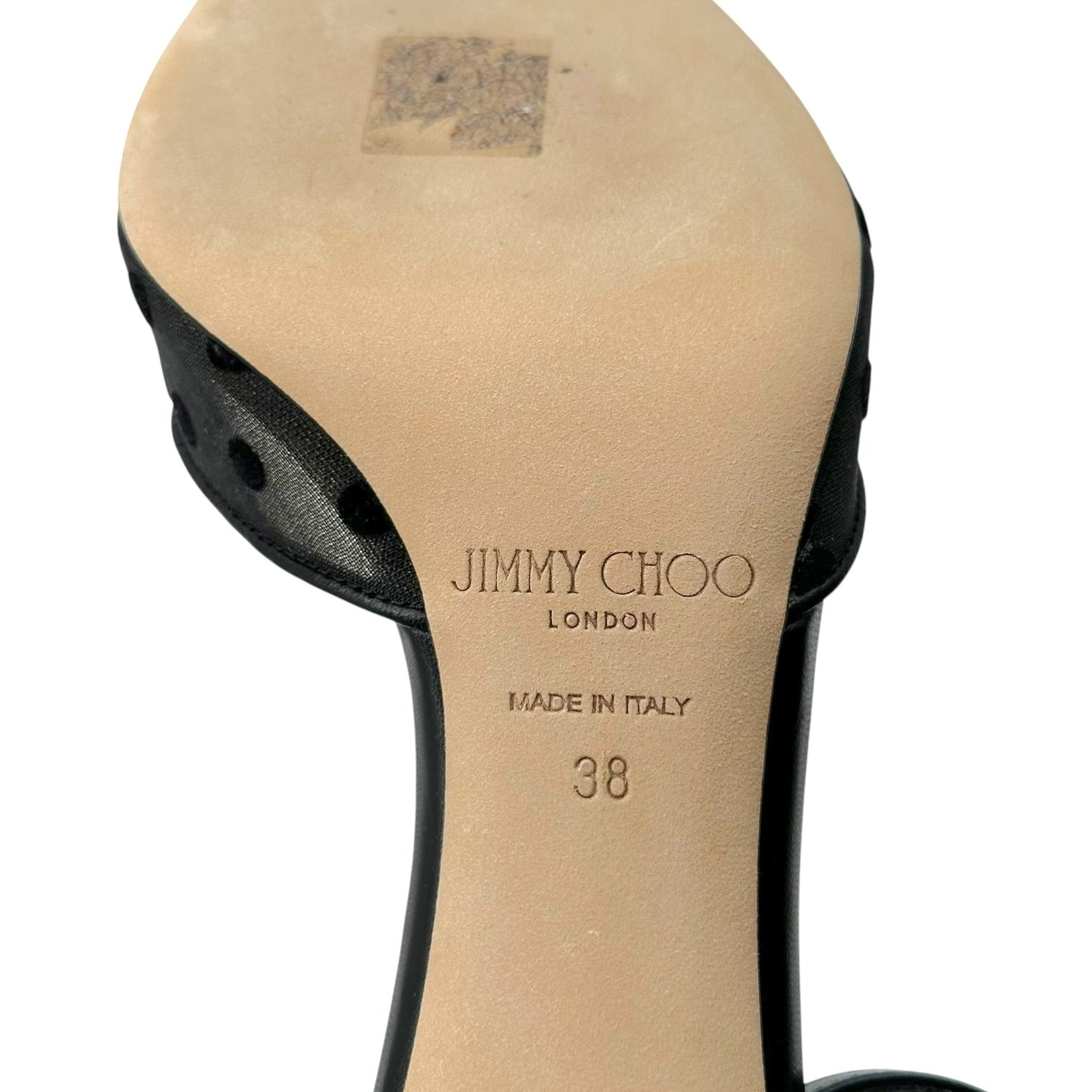 Jimmy Choo Black Semi-Sheer Polka Dot Sandal Heels