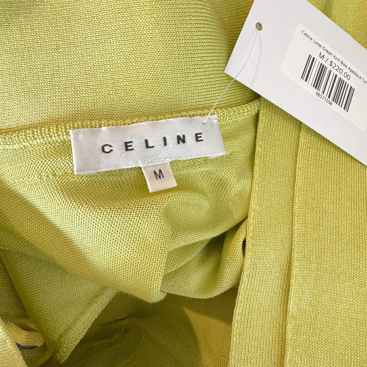 Celine Knit Bow Appliqué Tank Top Lime Green