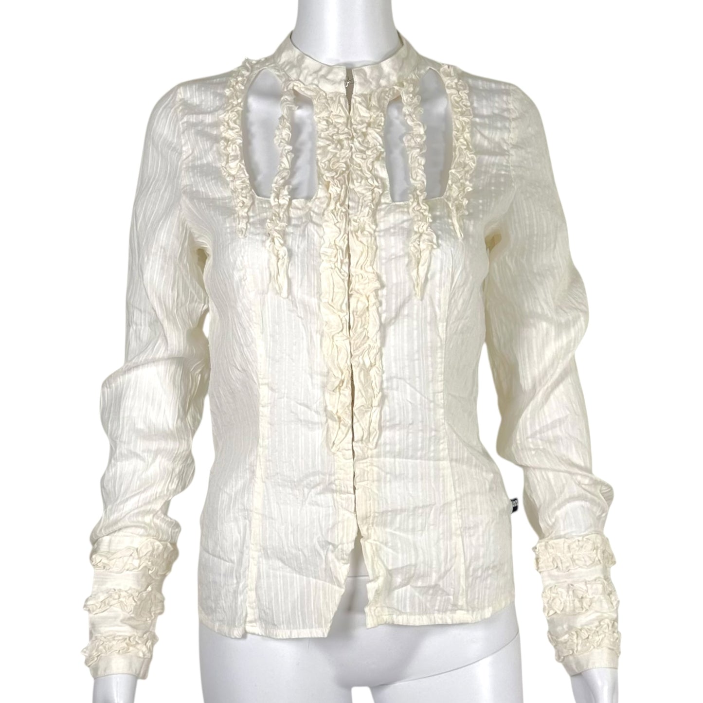 Jean Paul Gaultier Jean's White Semi-Sheer Cut-Out Blouse Top