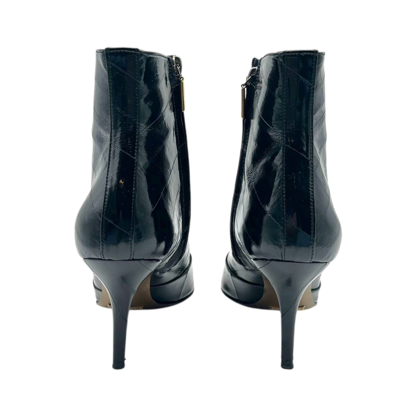 Dolce & Gabbana Black Eel Leather Pointed Toe Heeled Ankle Boots - Outfit Repeater