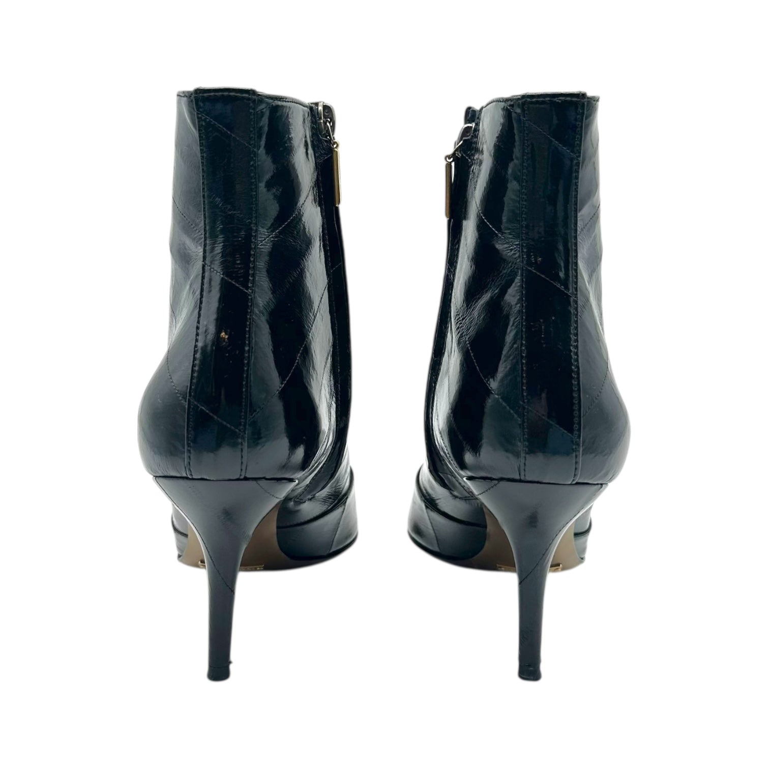 Dolce & Gabbana Black Eel Leather Pointed Toe Heeled Ankle Boots - Outfit Repeater