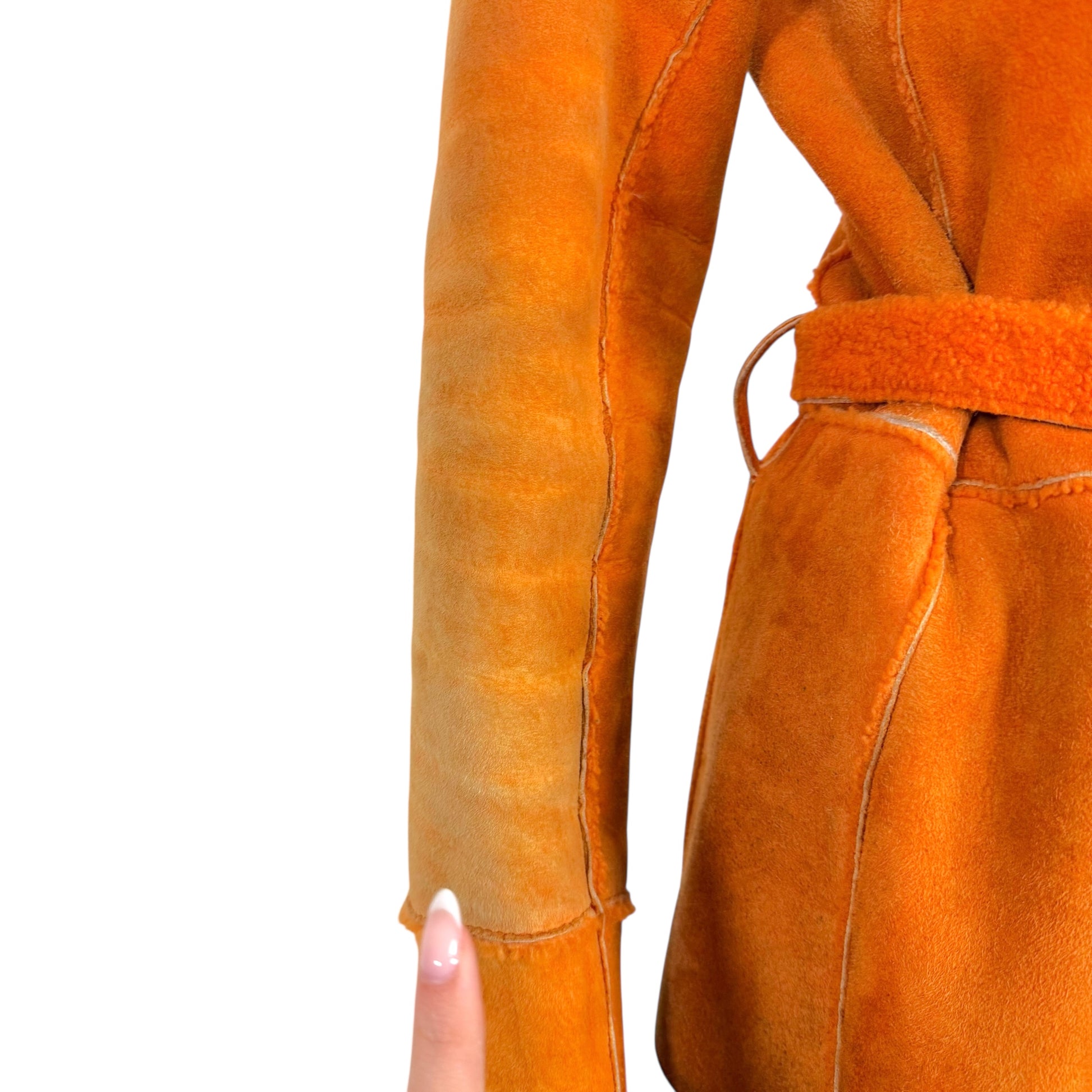 Dolce & Gabbana Orange Sheepskin & Fox Fur Wrap Coat - Outfit Repeater