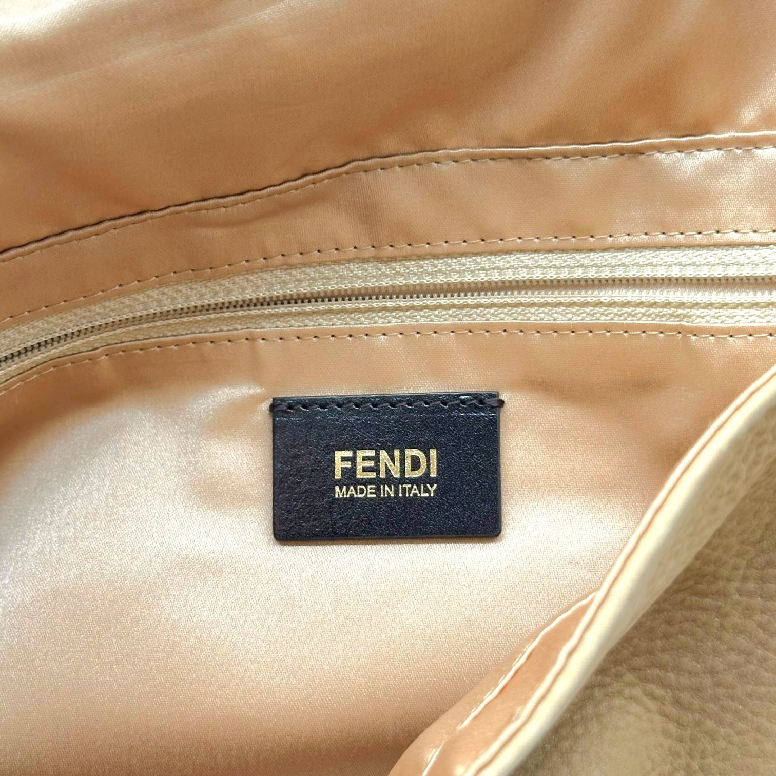 Fendi XL Mama Baguette Bag Tan Nubuck Burlwood Accent
